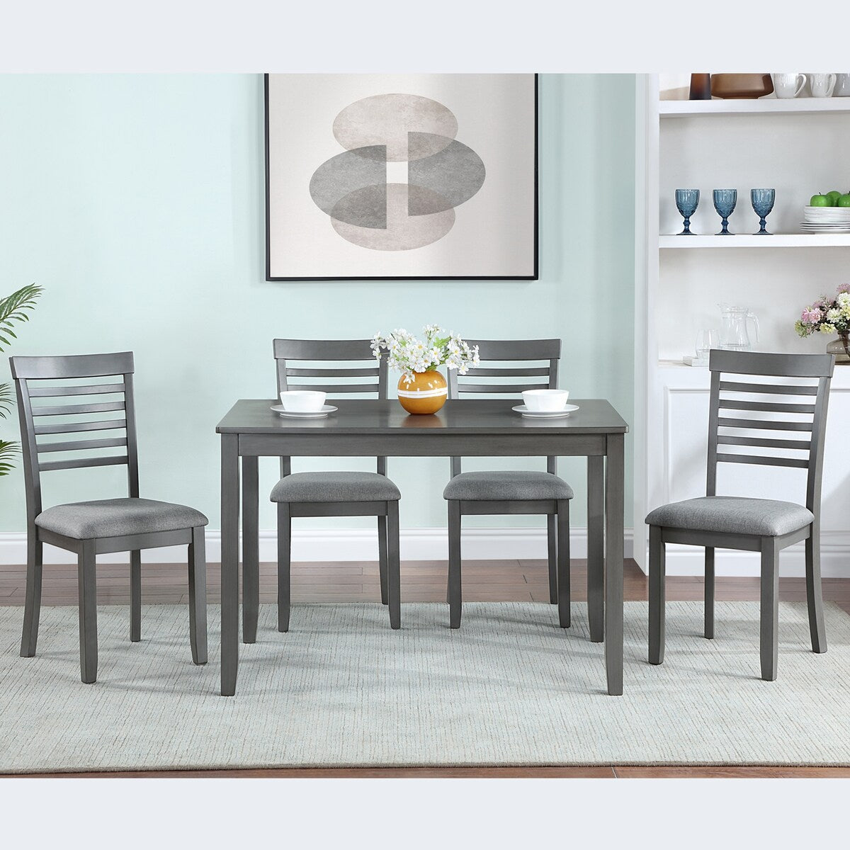Wooden Dining Rectangular Table set for 4,Kitchen Dining Table for Small Space for Dining Room kitchen