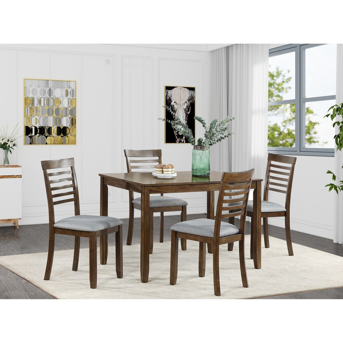 Wooden Dining Rectangular Table set for 4,Kitchen Dining Table for Small Space for Dining Room kitchen