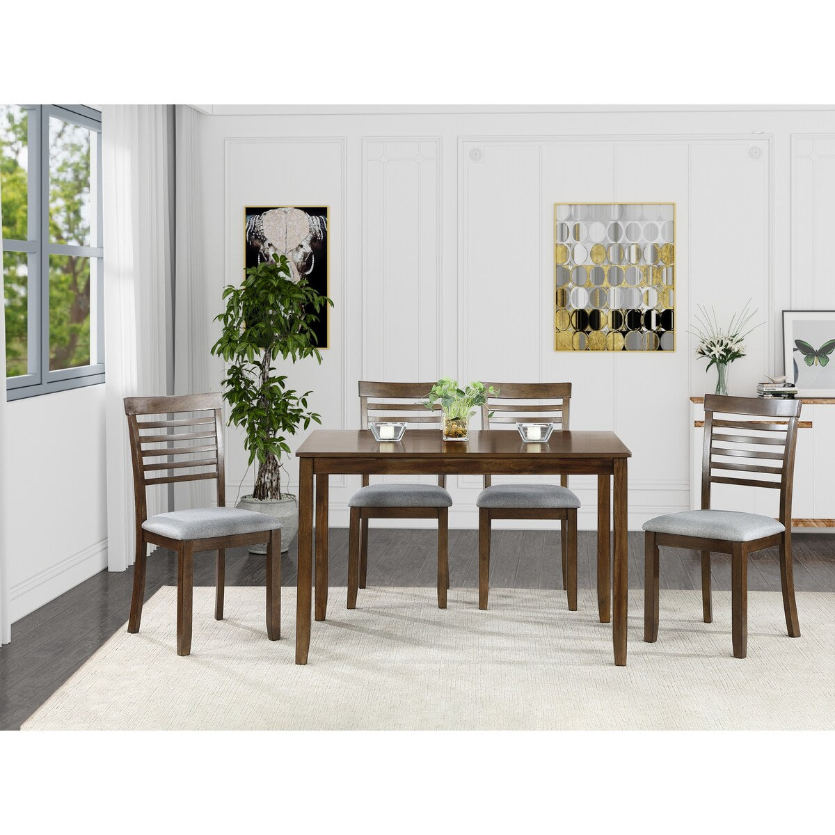 Wooden Dining Rectangular Table set for 4,Kitchen Dining Table for Small Space for Dining Room kitchen
