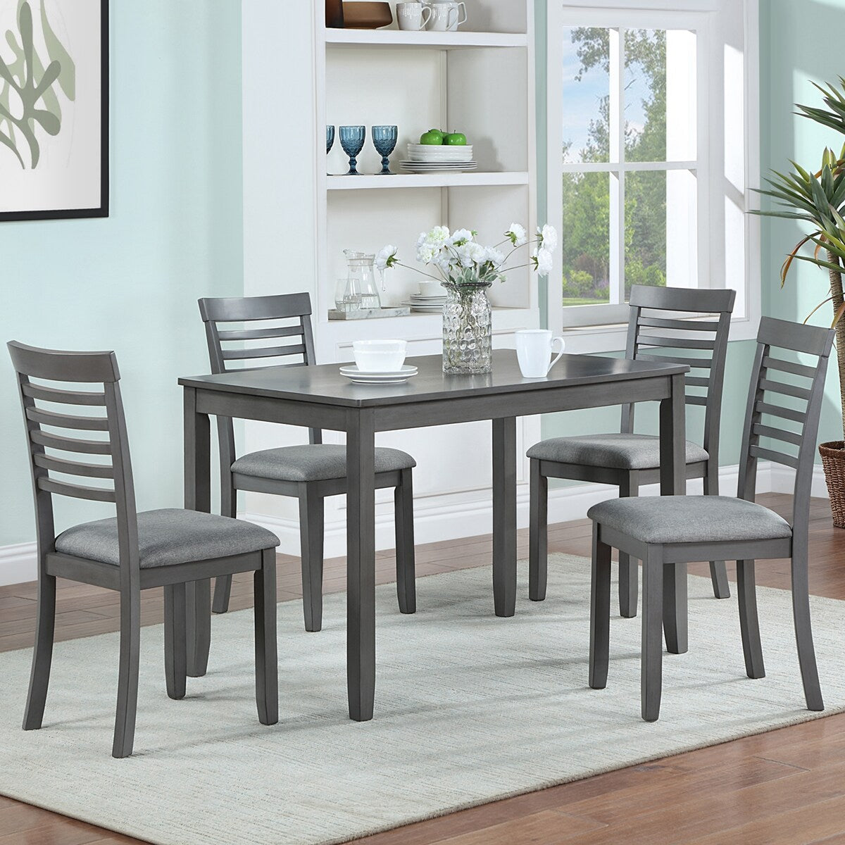 Wooden Dining Rectangular Table set for 4,Kitchen Dining Table for Small Space for Dining Room kitchen