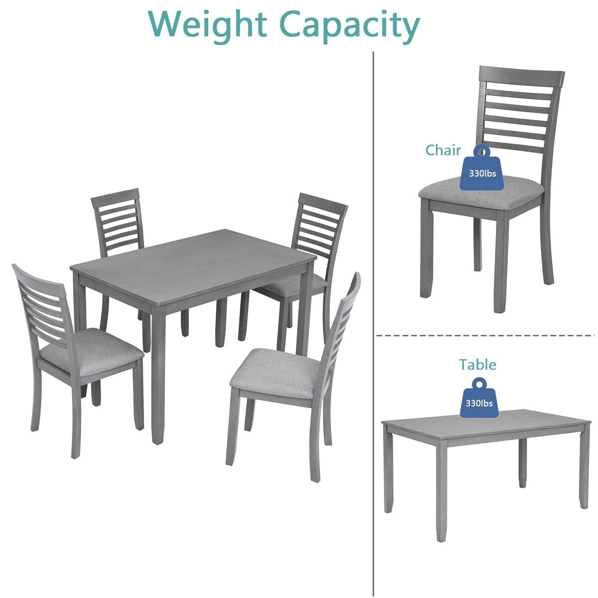 Wooden Dining Rectangular Table set for 4,Kitchen Dining Table for Small Space for Dining Room kitchen