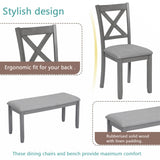 Wooden Dining Rectangular Table with Bench, Kitchen Table with Bench for Small Space,6 Person Dining Table