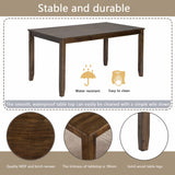 Wooden Dining Rectangular Table with Bench, Kitchen Table with Bench for Small Space,6 Person Dining Table