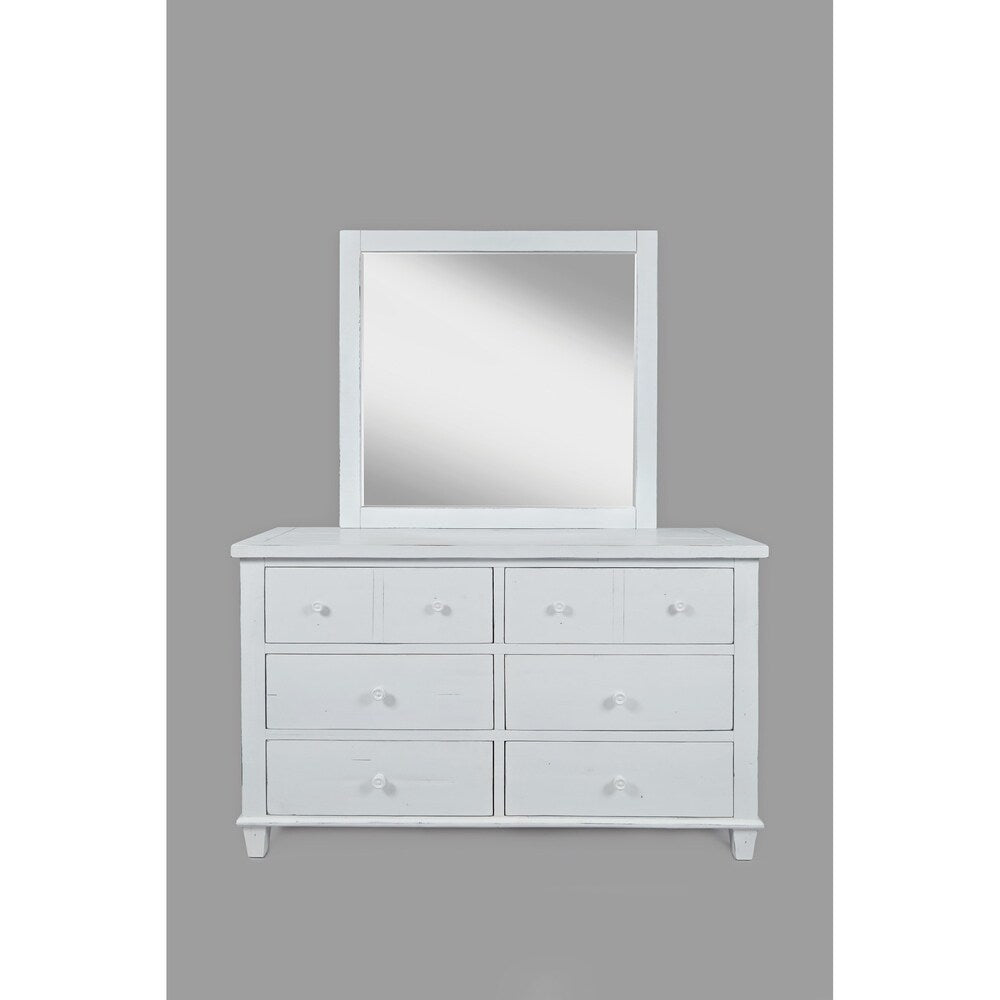 Traditional Style Wooden Dresser with Six Drawers, White