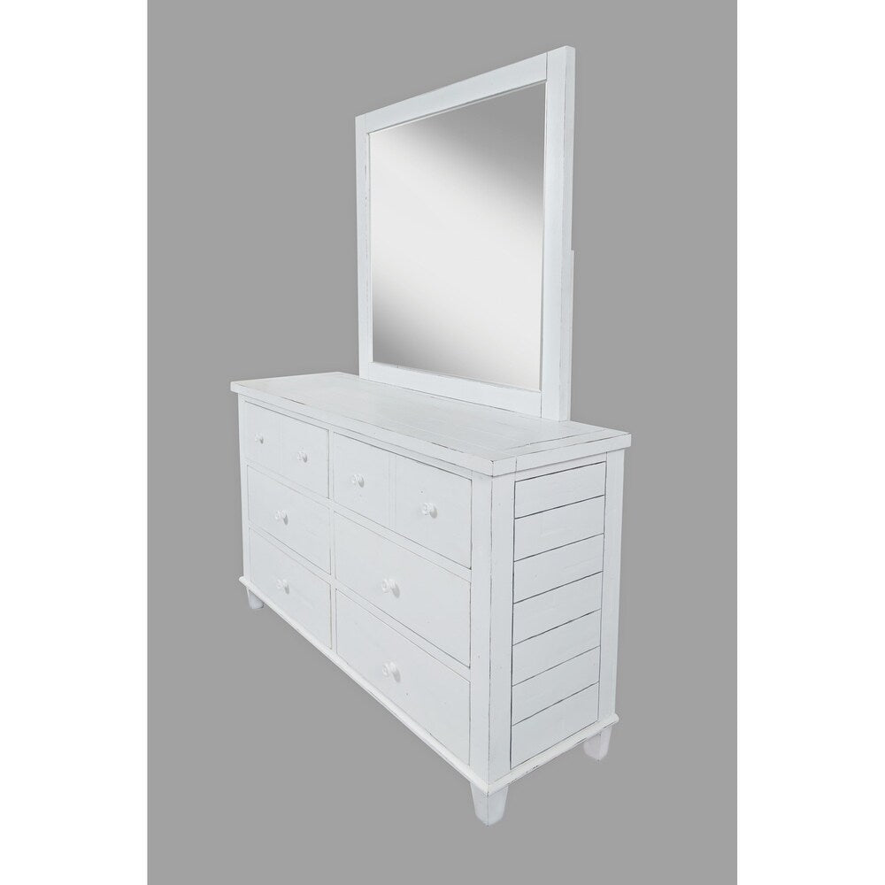 Traditional Style Wooden Dresser with Six Drawers, White