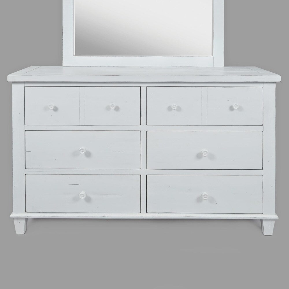 Traditional Style Wooden Dresser with Six Drawers, White