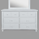 Traditional Style Wooden Dresser with Six Drawers, White