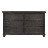 Wooden Dresser with Molded Details and Bun Feet, Gray