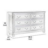 Wooden Dresser with Molded Details and Bun Feet, Gray