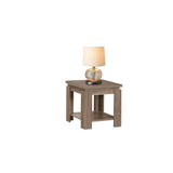 Wooden End Table with Bottom Shelf in Dark Taupe Brown