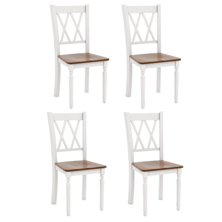 Wooden Farmhouse Kitchen Chairs with Rubber Wood Seat - 18" x 19" x 38"