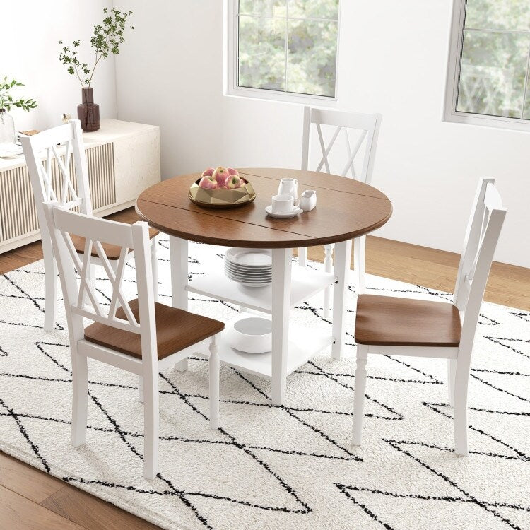 Wooden Farmhouse Kitchen Chairs with Rubber Wood Seat - 18" x 19" x 38"