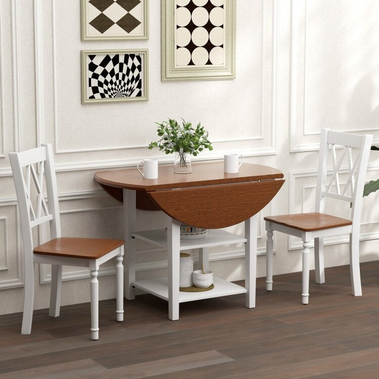 Wooden Farmhouse Kitchen Chairs with Rubber Wood Seat - 18" x 19" x 38"