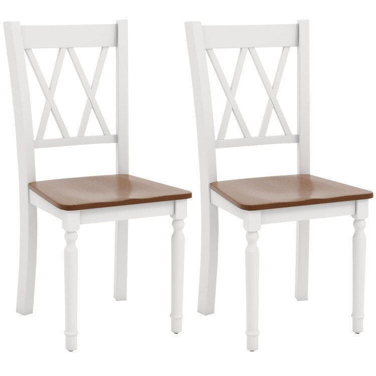 Wooden Farmhouse Kitchen Chairs with Rubber Wood Seat - 18" x 19" x 38"