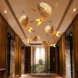 Wooden Fish Shaped Pendant Lights Decorative Hanging Lamp Fixture - 24" x 10"