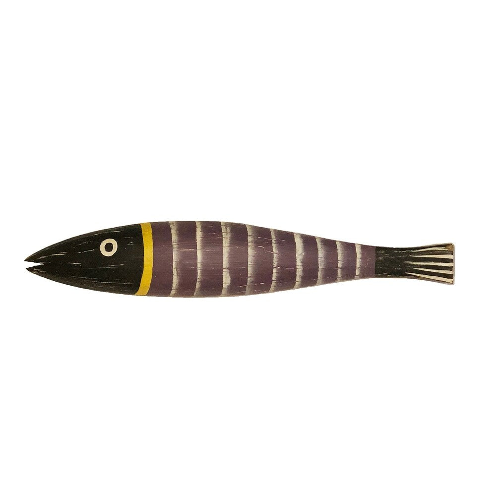 Wooden Fish Wall Art Purple Striped