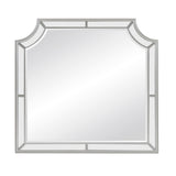 Wooden Frame Mirror with Clipped Corners and Mirror Trim, Silver