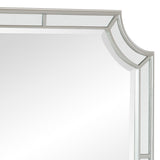 Wooden Frame Mirror with Clipped Corners and Mirror Trim, Silver