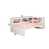 Wooden Full Size Daybed with Bookcase Headboard, White