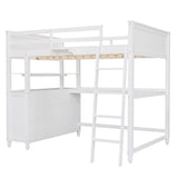 Wooden Full Size Loft Bed with Drawers and Desk, Platform Bed with Shelves