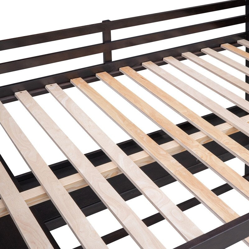 Wooden Full Size Loft Bed with Drawers and Desk, Platform Bed with Shelves