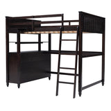 Wooden Full Size Loft Bed with Drawers and Desk, Platform Bed with Shelves