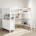 Wooden Full Size Loft Bed with Drawers and Desk, Platform Bed with Shelves