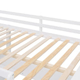Wooden Full Size Loft Bed with Drawers and Desk, Platform Bed with Shelves
