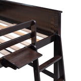 Wooden Full Size Loft Bed with Drawers and Desk, Platform Bed with Shelves