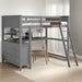 Wooden Full Size Loft Bed with Drawers and Desk, Platform Bed with Shelves