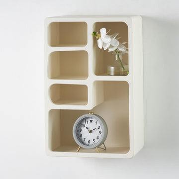 Wooden Geometric Arched Wall Shelf with Block Shapes - Cream or Black - Roche River Decor