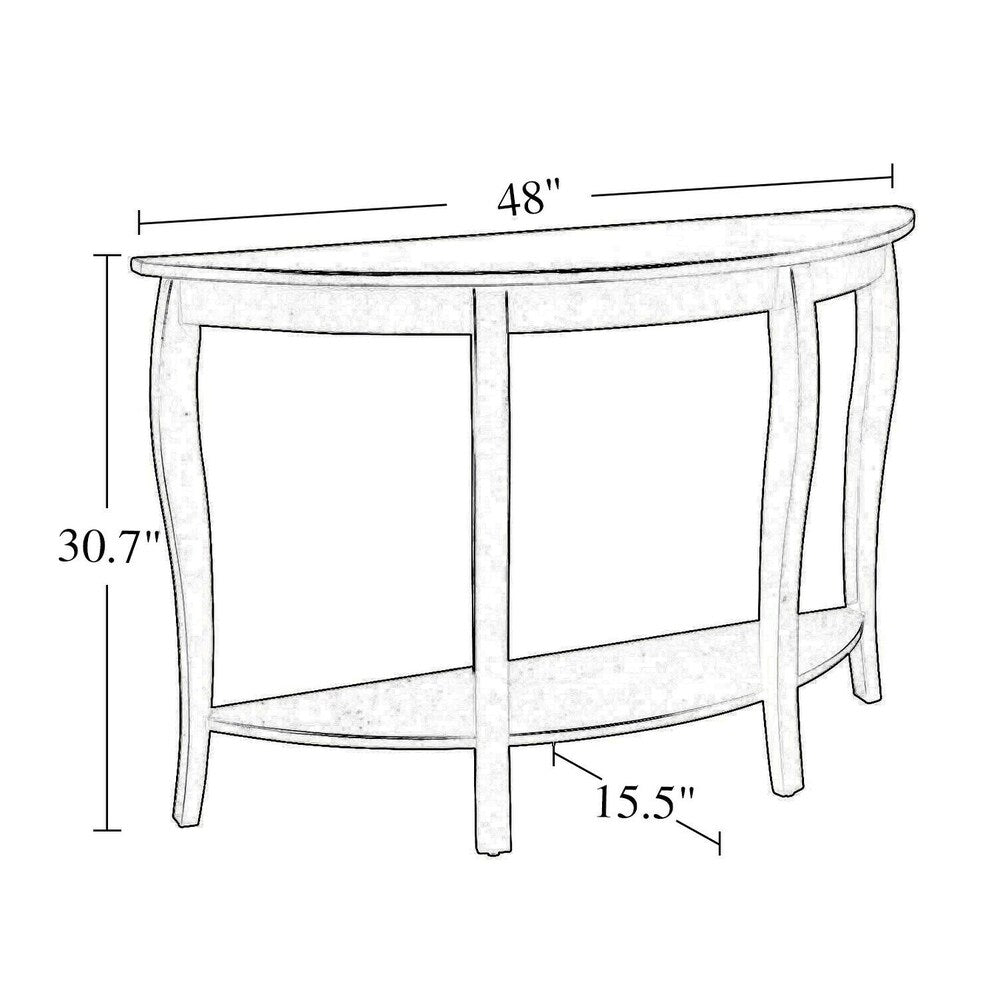 Wooden Half Moon Shape Console Table with Open Bottom Shelf, Black