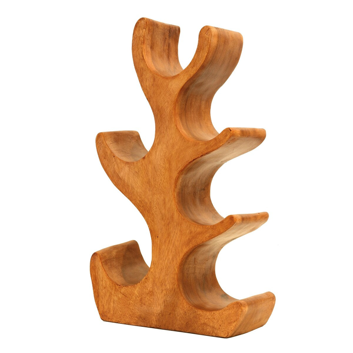 Wooden Hand Carved 18" Tall 6 Bottles Wine Rack Bottle Holder Free Standing Wood Home Decor Accent Decoration Gift Bar Handmade