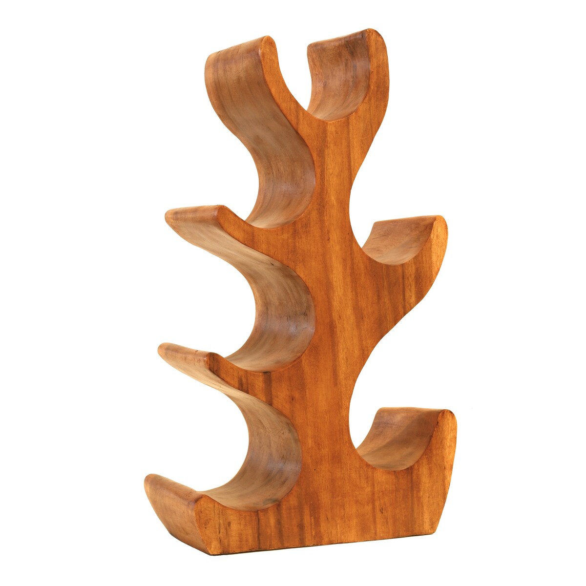 Wooden Hand Carved 18" Tall 6 Bottles Wine Rack Bottle Holder Free Standing Wood Home Decor Accent Decoration Gift Bar Handmade
