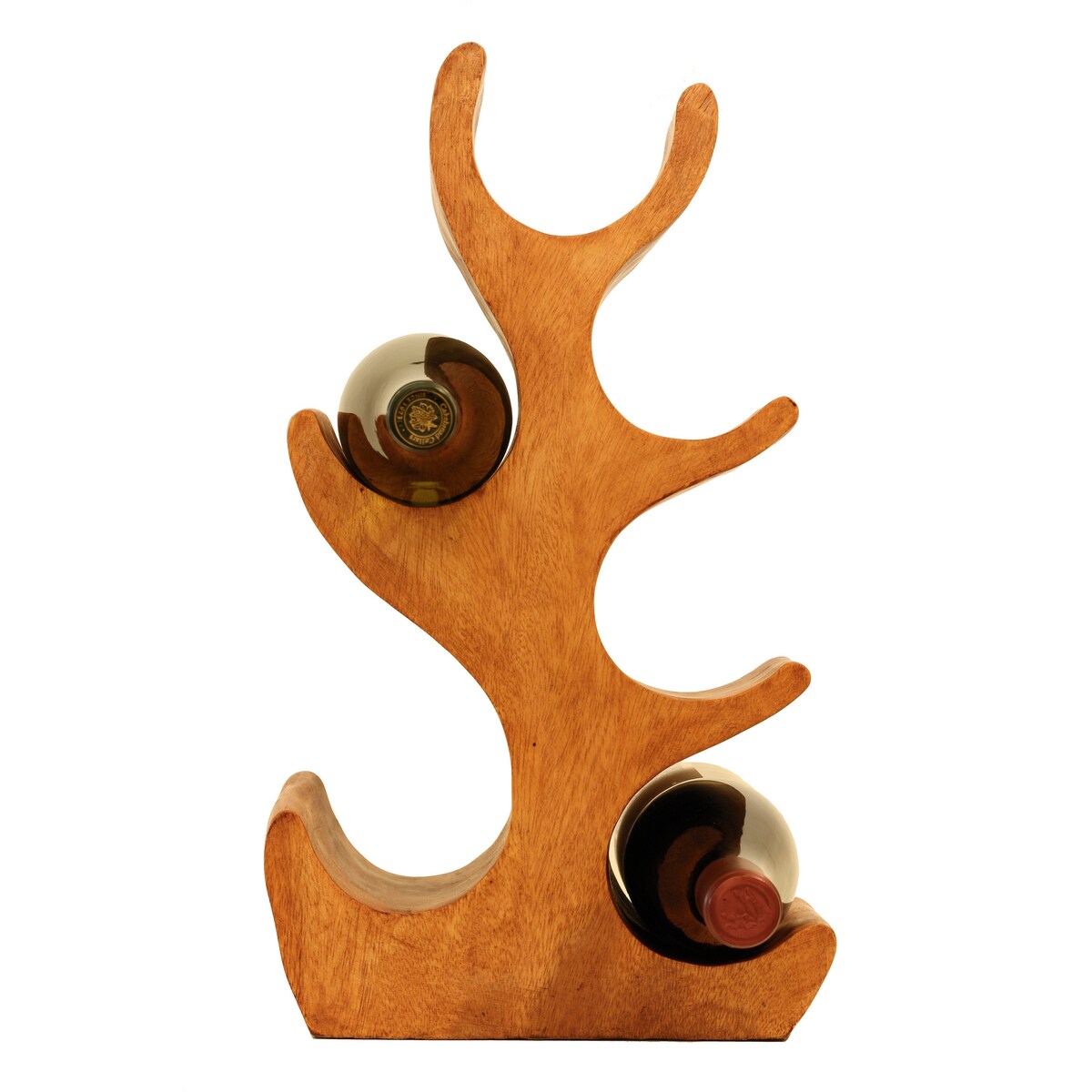 Wooden Hand Carved 18" Tall 6 Bottles Wine Rack Bottle Holder Free Standing Wood Home Decor Accent Decoration Gift Bar Handmade