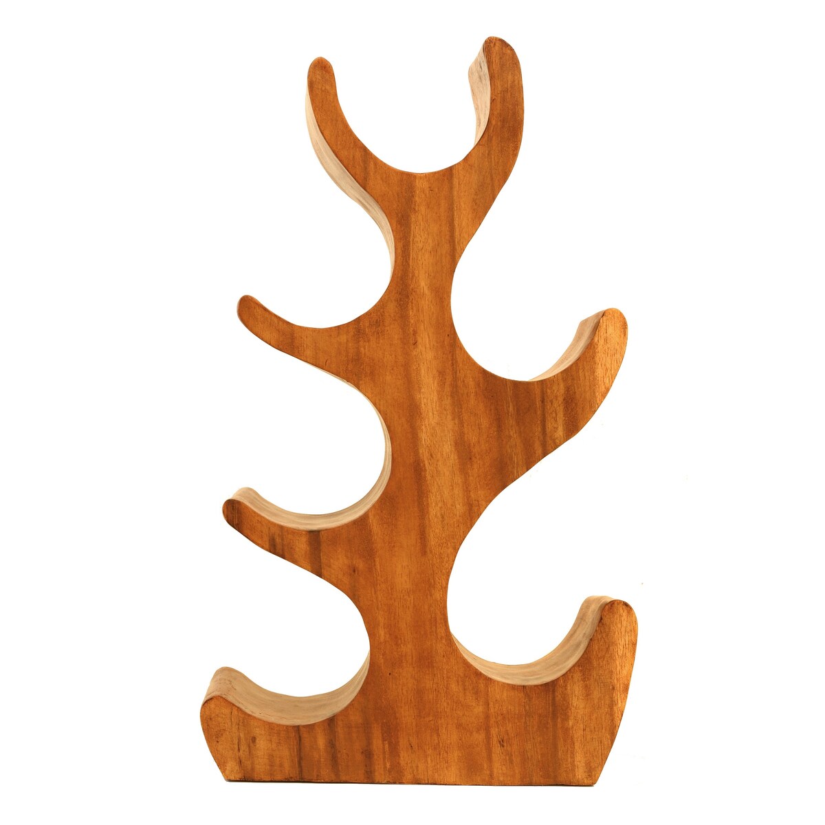 Wooden Hand Carved 18" Tall 6 Bottles Wine Rack Bottle Holder Free Standing Wood Home Decor Accent Decoration Gift Bar Handmade