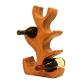Wooden Hand Carved 18" Tall 6 Bottles Wine Rack Bottle Holder Free Standing Wood Home Decor Accent Decoration Gift Bar Handmade