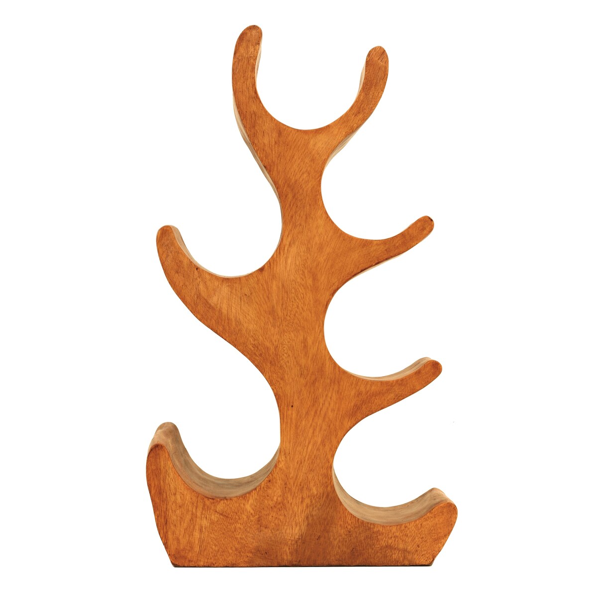 Wooden Hand Carved 18" Tall 6 Bottles Wine Rack Bottle Holder Free Standing Wood Home Decor Accent Decoration Gift Bar Handmade
