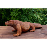 Wooden Hand Carved Komodo Dragon Sculpture Statue Handcrafted Gift Art Decorative Home Decor Figurine Artwork Reptile Decorat