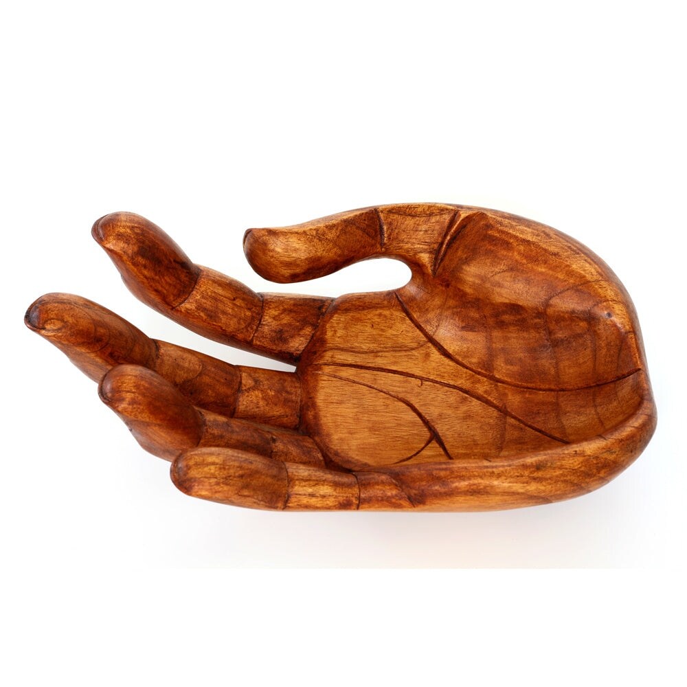 Wooden Handmade Hand Palm Fruit Decorative Bowl Centerpiece Hand Carved Art Home Decor Handcrafted Storage Wood Gift Bowls