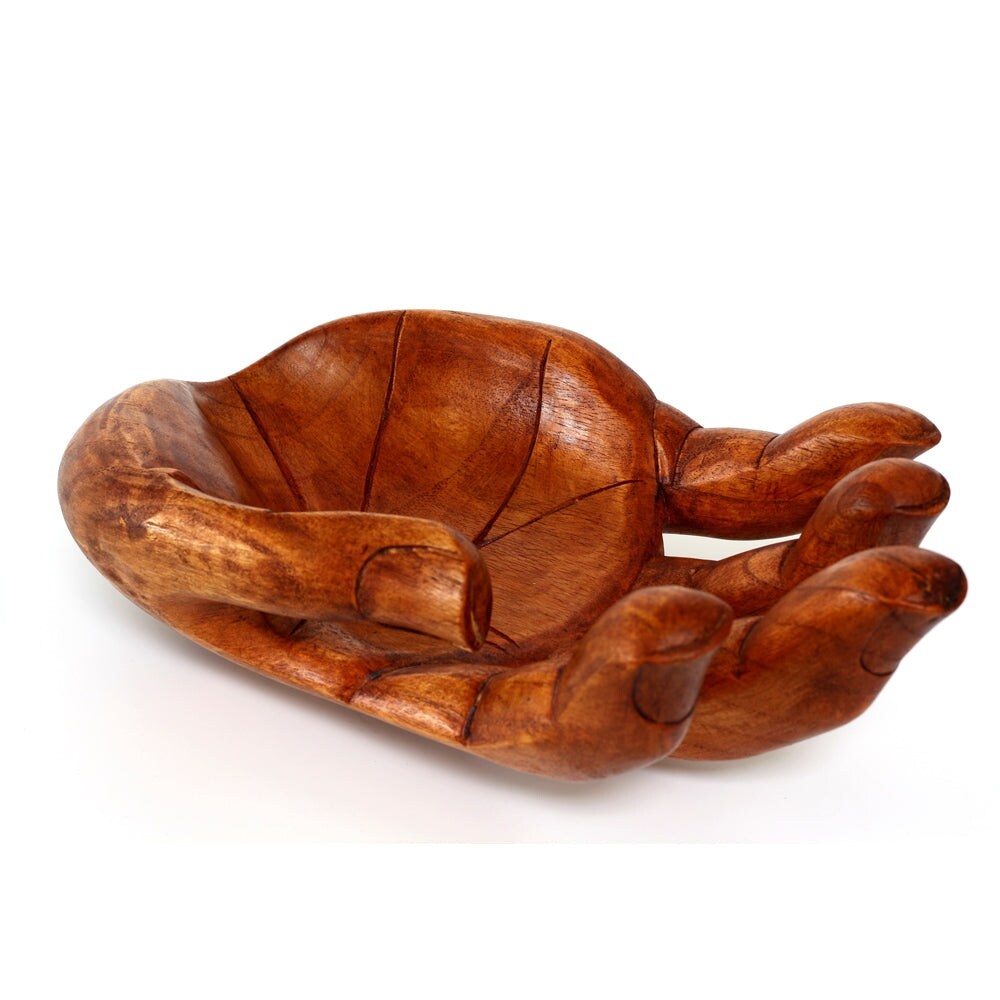 Wooden Handmade Hand Palm Fruit Decorative Bowl Centerpiece Hand Carved Art Home Decor Handcrafted Storage Wood Gift Bowls