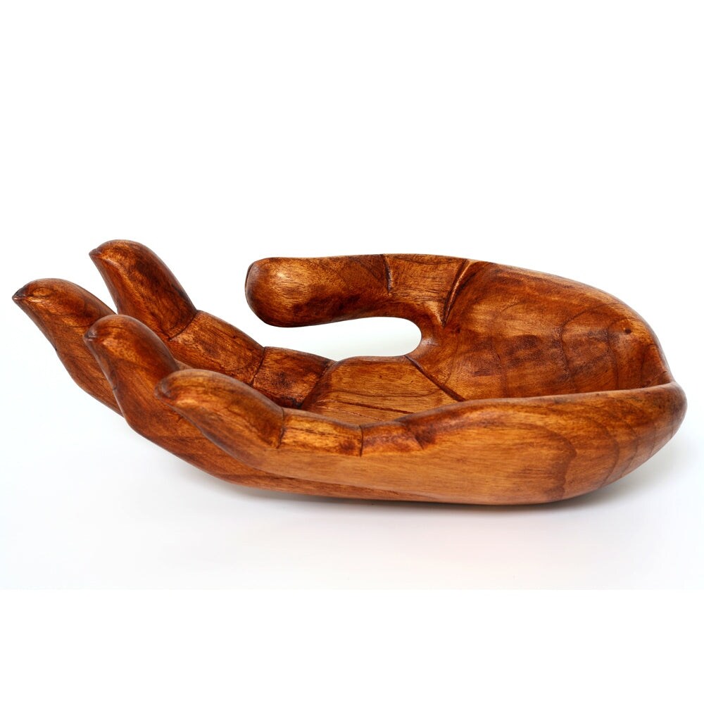 Wooden Handmade Hand Palm Fruit Decorative Bowl Centerpiece Hand Carved Art Home Decor Handcrafted Storage Wood Gift Bowls