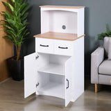Wooden Kitchen Cabinet White Pantry Storage Microwave Cabinet with Storage Drawer