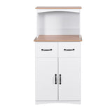 Wooden Kitchen Cabinet White Pantry Storage Microwave Cabinet with Storage Drawer