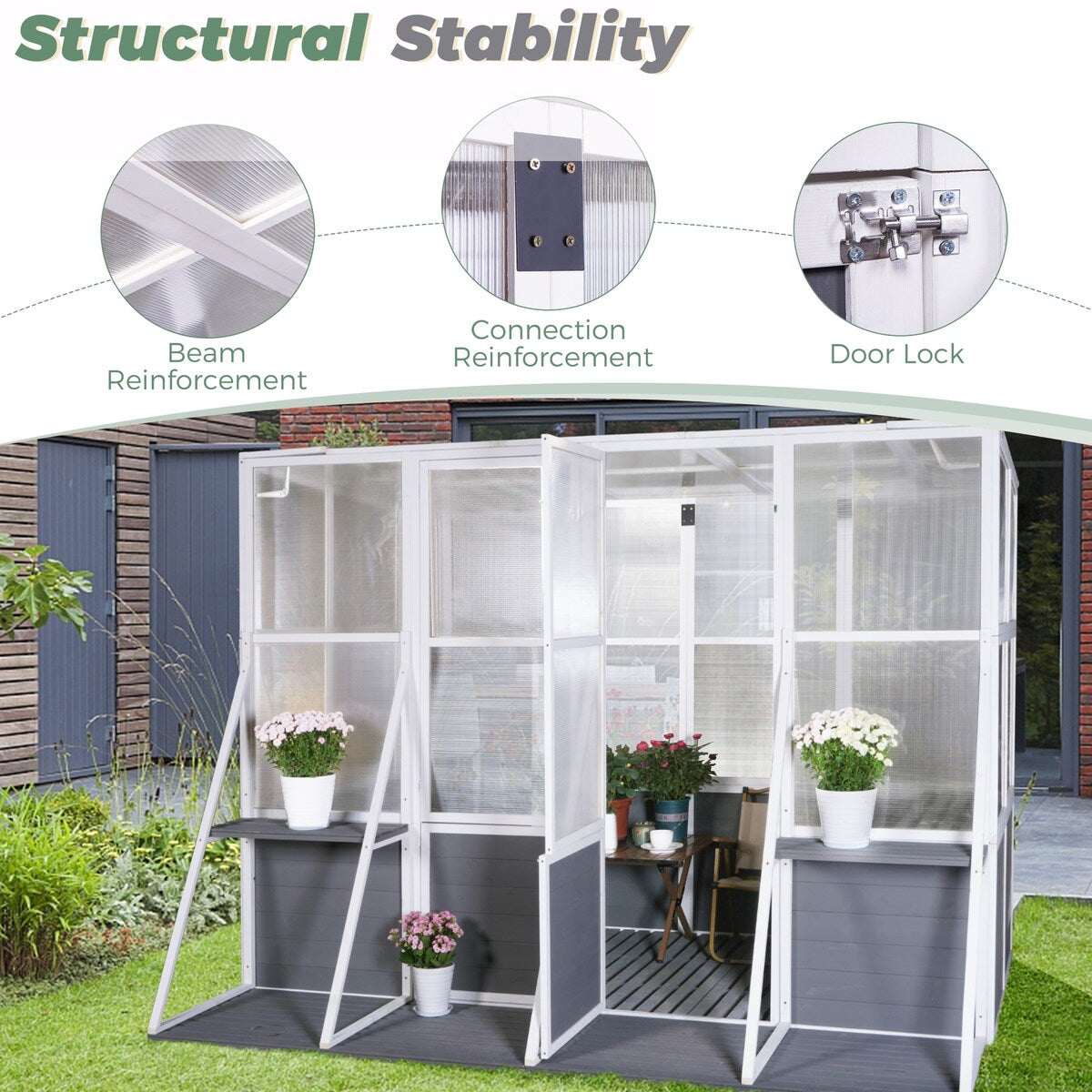 Wooden Lean to Greenhouses for Outdoors