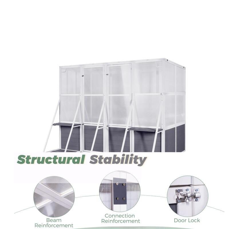 Wooden Lean to Greenhouses for Outdoors, Heavy Duty Walk in Green House for Outside Winter