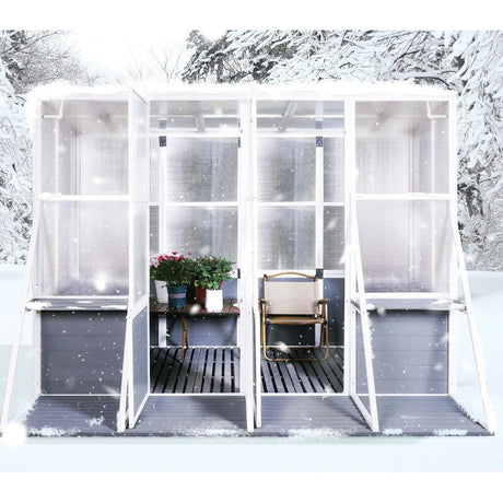Wooden Lean to Greenhouses for Outdoors, Heavy Duty Walk in Green House for Outside Winter