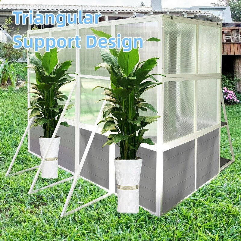 Wooden Lean to Greenhouses for Outdoors, Heavy Duty Walk in Green House for Outside Winter