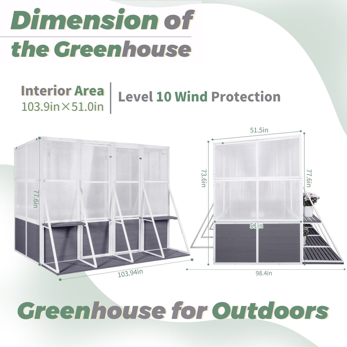 Wooden Lean to Greenhouses for Outdoors