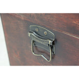 Wooden Leather Round Top Treasure Chest - Brown